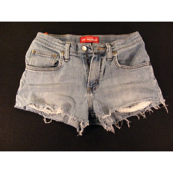 LEE Womans Premium Select CUTOFF JEANS SHORTS 25 MEASURED Blue Denim Daisy Dukes - Picture 1 of 11